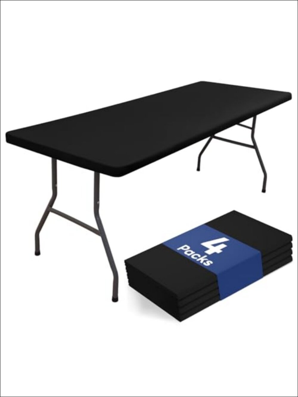 4 Pack 6 Ft Rectangle Elastic Fitted Table Cloth Polyester Waterproof Windproof